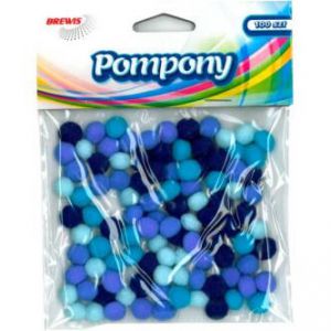 Pompony kreatywne Brewis 1cm Niebieskie Mix, 100szt